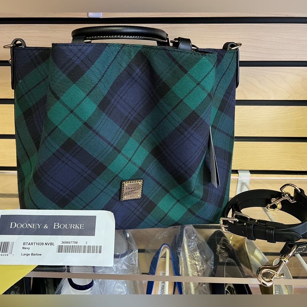 Dooney and Bourke Tartan Large Barlow Navy & Green